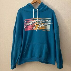 Ascot and Hart Blue Distressed Graphic California + Texas Hoodie